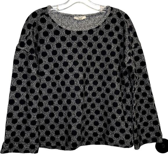 MADEWELL Women's Sz M Heavy Knit Polka Dot Nylon Sweater scoop neck - Picture 1 of 5